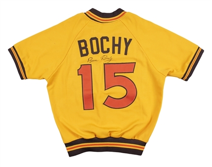 1985-87 Bruce Bochy Game Worn and Signed San Diego Padres Pull Over 
